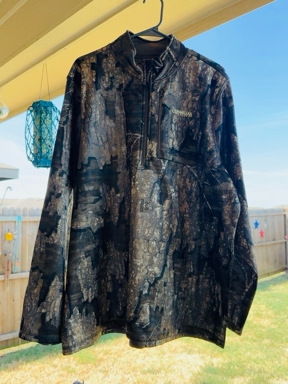 Magellan Outdoors Men's Camo Quarter-Zip Pullover Jacket - Black/Brown/Gray,